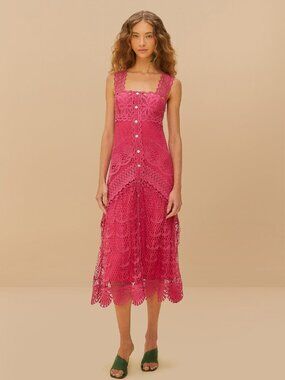 green emerald velvet dress Coconut Tree Embroidered Maxi Dress – FARM Rio main image 1